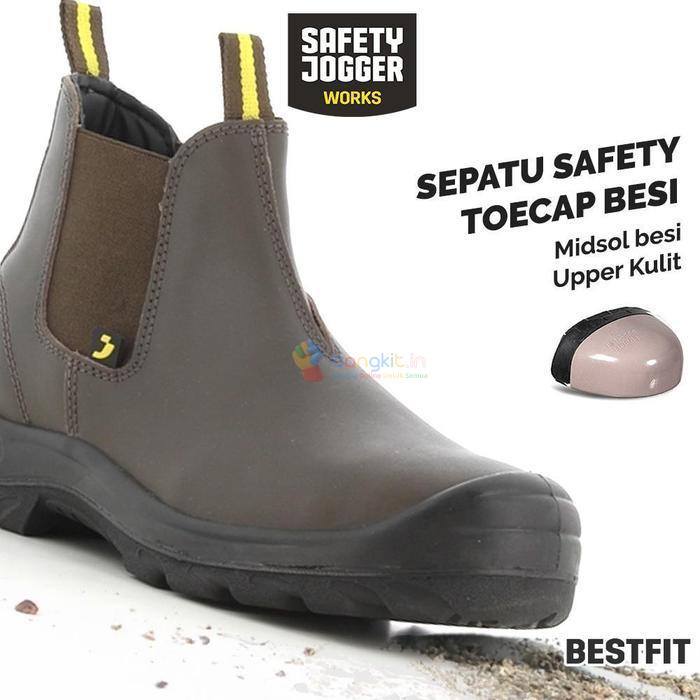 Sepatu Safety Jogger Bestfit DBN Coklat Besi Fleksibel Ringan Nyaman Adaptif Pelindung Jari Kaki Baj