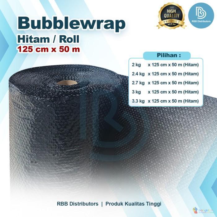Bubble Wrap Bening / Bubblewrap Bening / Bubble wrap roll Tebal Murah - Hitam 1 ROLL, 2 KG