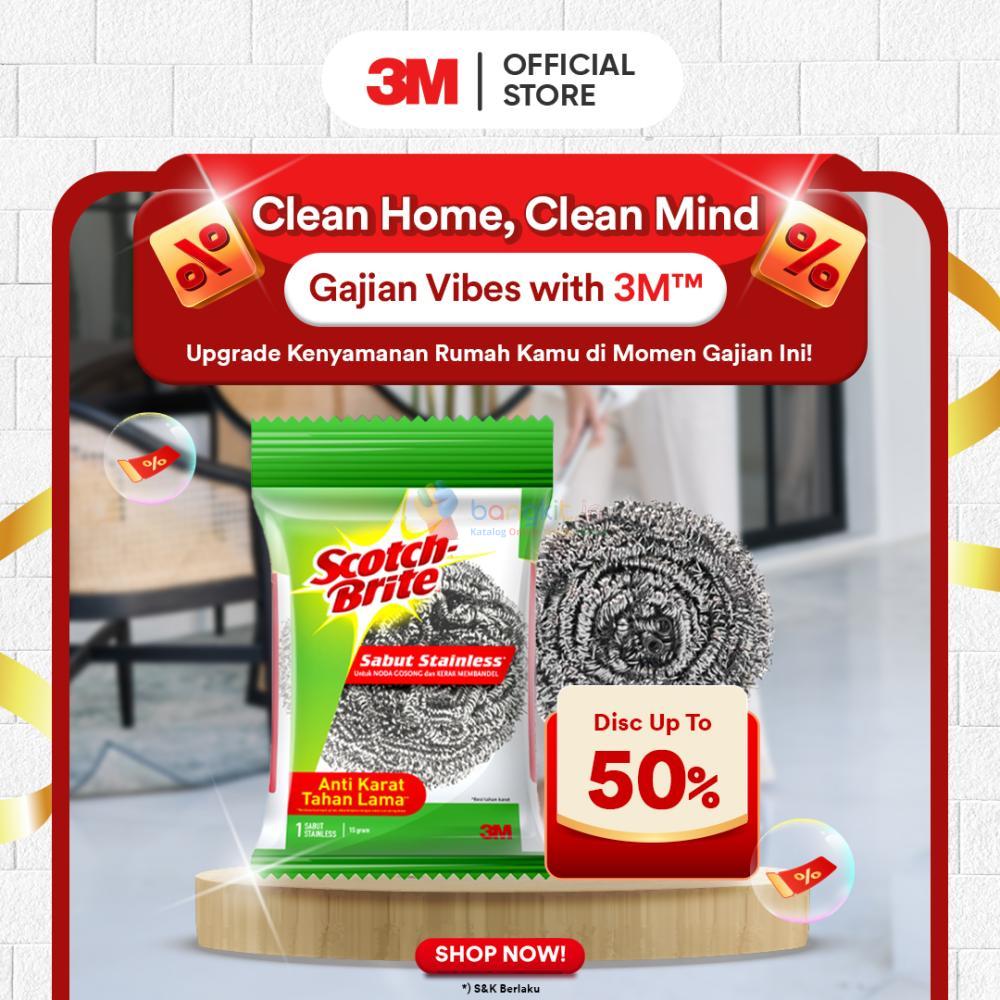 3M™ Scotch-Brite® Sabut Stainless, Efektif Untuk Noda Membandel & Anti Karat, 2 pcs, Untuk mencuci peralatan dapur