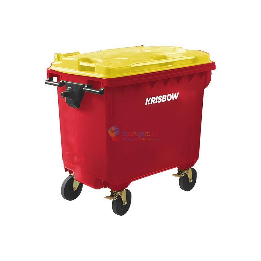 Krisbow Tempat Sampah Dengan Tutup 660 Ltr - Merah/kuning
