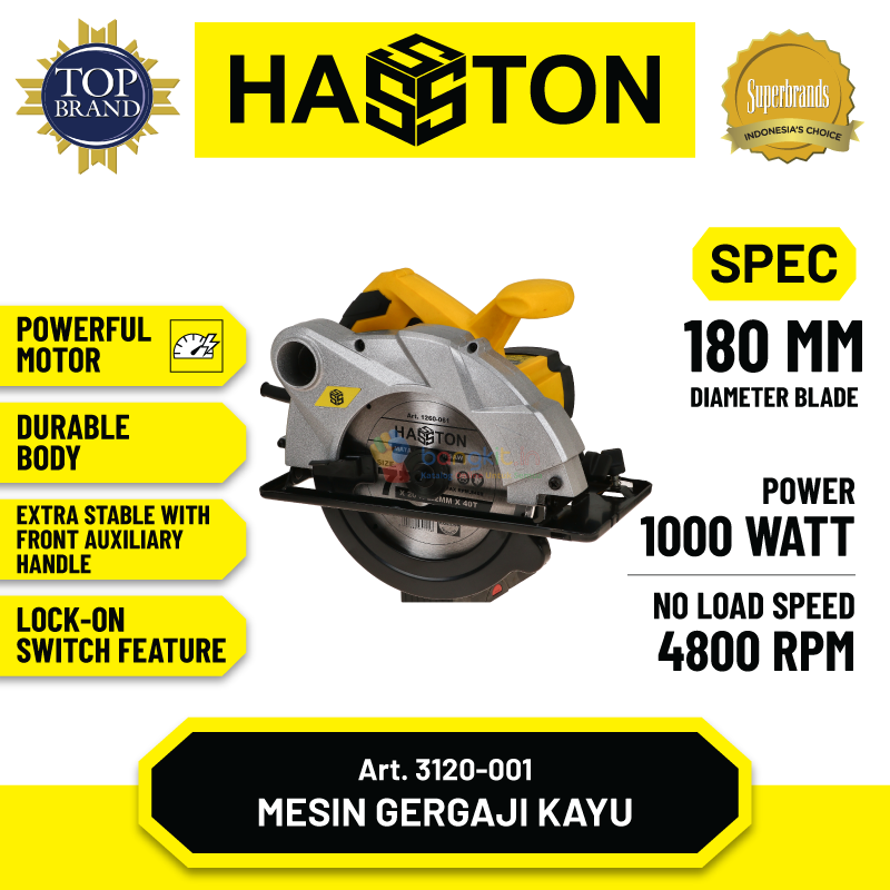 Hasston Mesin Gergaji Bundar Listrik 180mm / Circular Saw (3120-001)