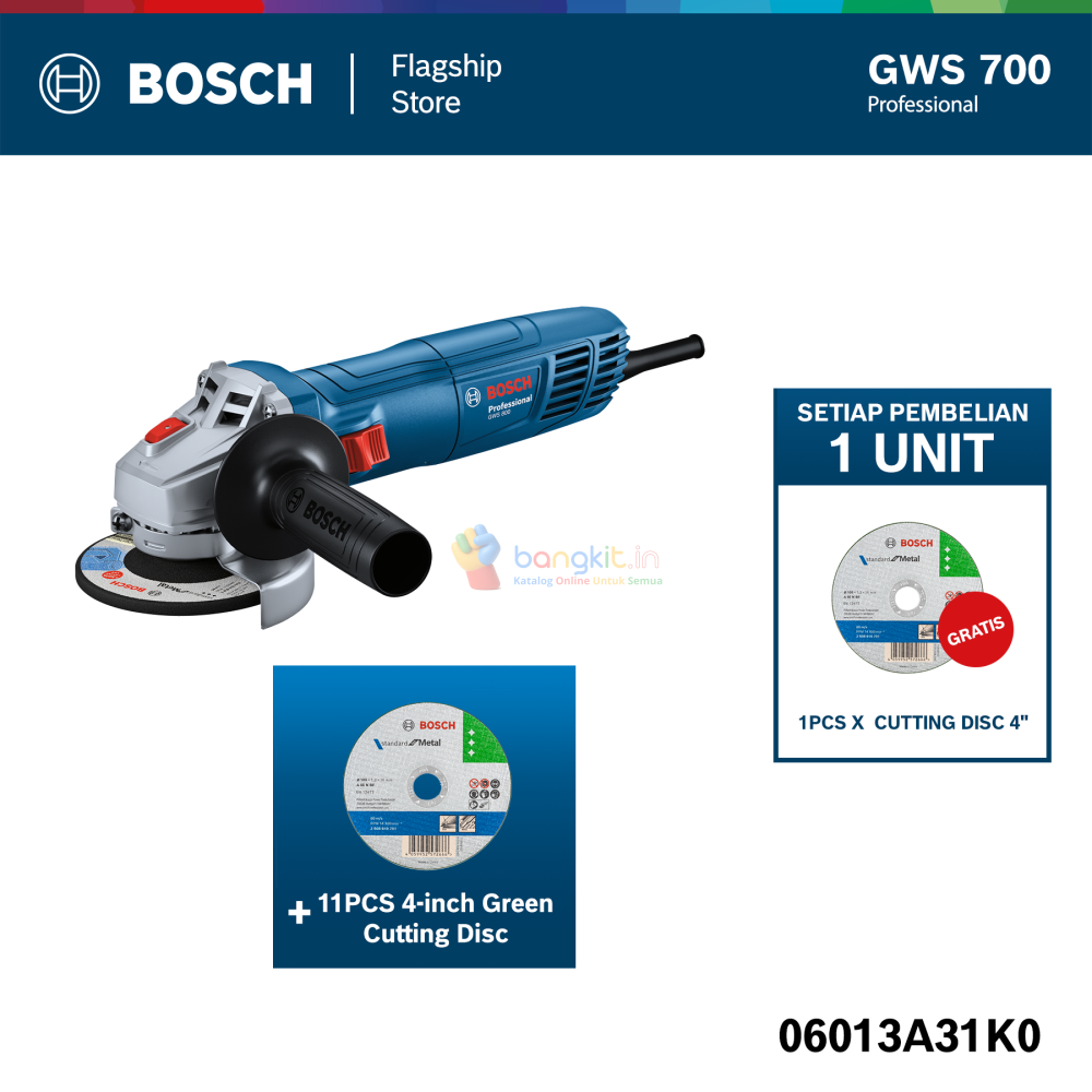 BUNDLING GWS 700 + 12 Pcs Green Cutting Disc / Angle Grinder with Accessories - 06013A31K0 2608619701