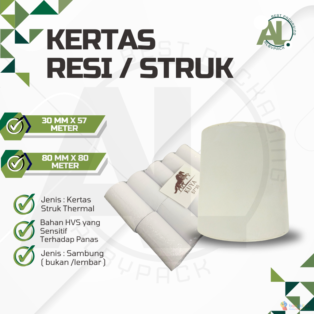 Kertas Struk / Kertas Resi / Paper Roll Ukuran 80mm x 80 Meter 30mm x 57 Meter