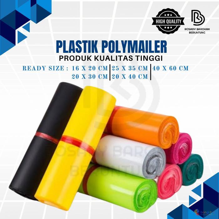 Kantong Polymailer Plastik Bungkus / Polymailer Bungkus / Polymailer LDPE Glossy Isi 100 PCS Termurah Grosir - Hitam, 16 x 20 cm