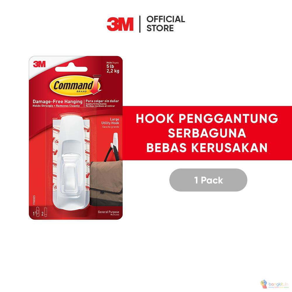 3M™ Command™ Large Utility Hook, 17003, Menahan hingga 2.2kg, 1 pak, Large, Untuk berbagai keperluan, serbaguna
