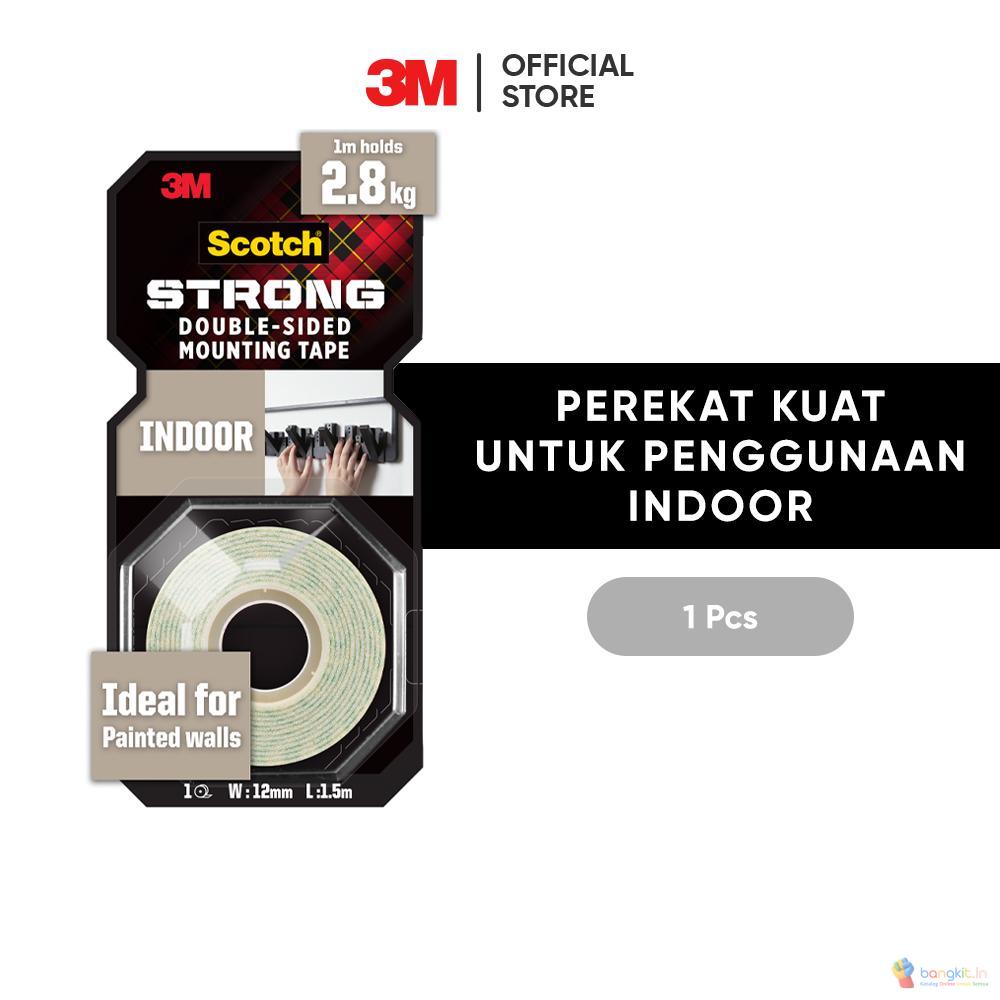 3M™ Scotch® Double Sided-Mounting Tape, Strong, 1M menahan hingga 4.5kg, 1 pc, 12 mm x 1.5 m, Untuk pengunaan dinding dalam ruangan
