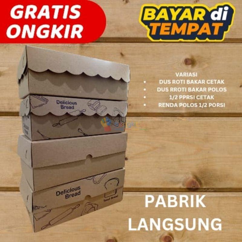 Dus Roti Bakar / Box Roti Bakar Bandung / Kemasan Roti Bakar BANDUNG 1/2 PORSI / Bungkus Roti Bakar Food Grade / Full Laminasi , Anti minyak Ukuran Dus Roti Bakar 21x9.5x8