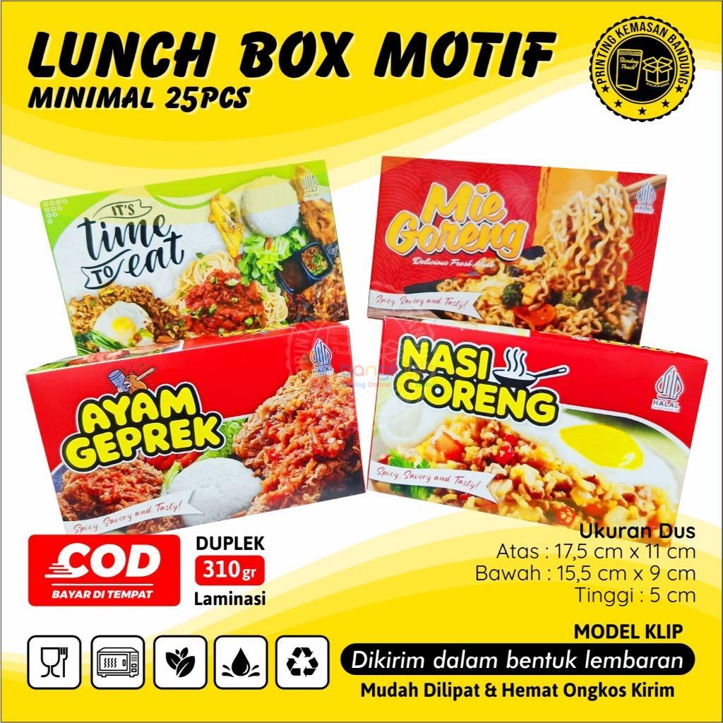 Lunch Box Size M Motif Full Colour Duplek 310gr Dus Ayam Geprek Nasi Goreng Mie Goreng  Ready Stok