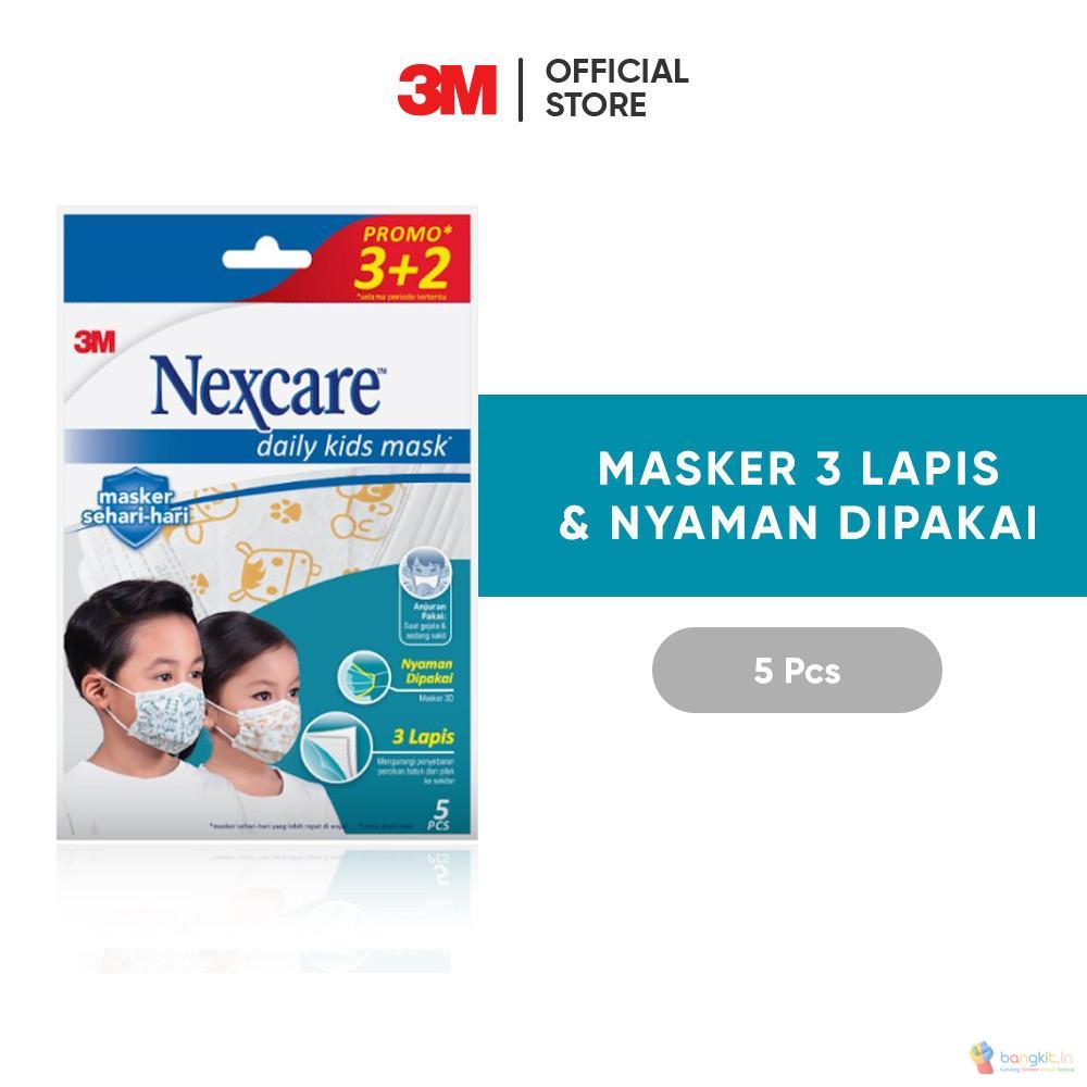 3M™ Nexcare™ Daily Kids Mask, Masker 3 Lapis , 1 pak/ 5 pcs, Untuk pemakaian sehari-hari