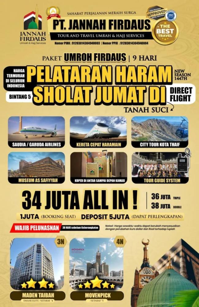 EKSKLUSIF! HUB: 0811-8134-882, Umroh Plus Al Aqsa Papua, Jannah Firdaus