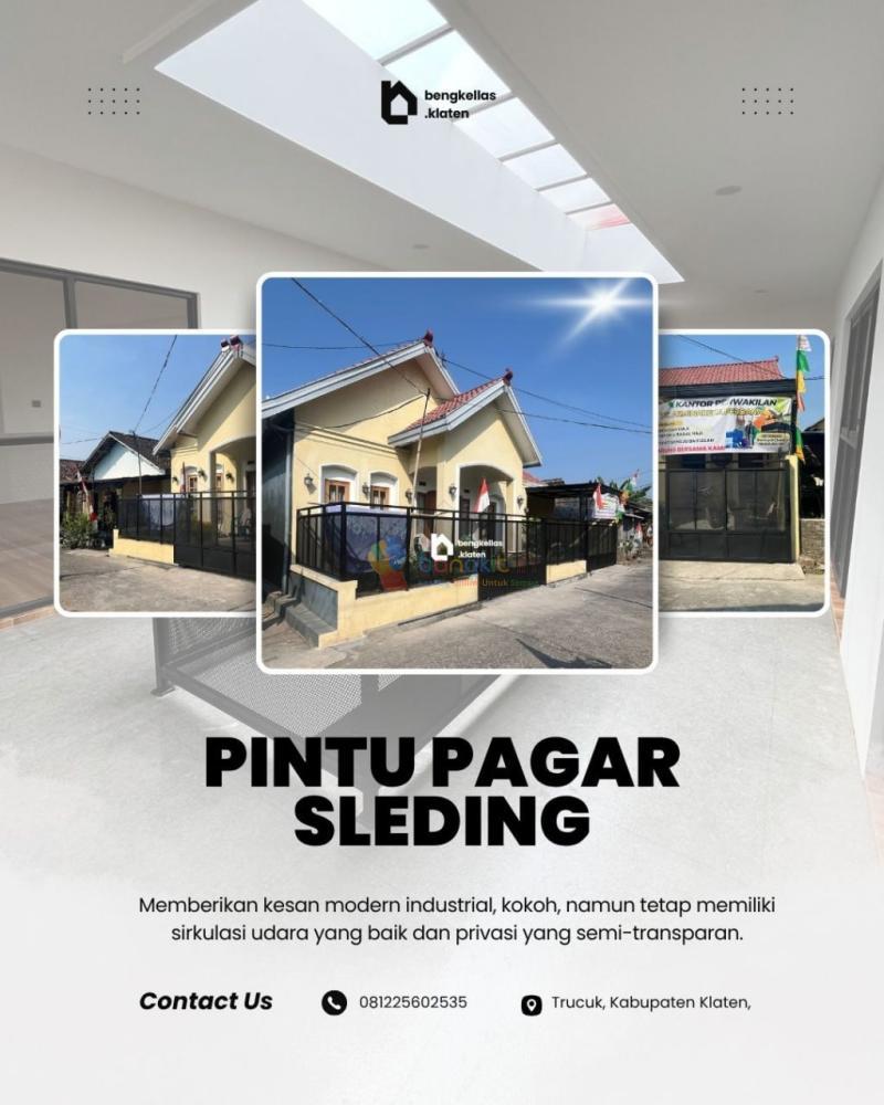 Jasa Pembuatan Pintu Pagar Gerbang Geser Besi Hollow Galvanis Klaten