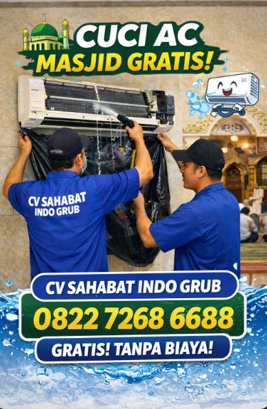 Cuci AC Masjid Gratis Percut – Teknisi Profesional & Amanah ❄️🕌 082272686688