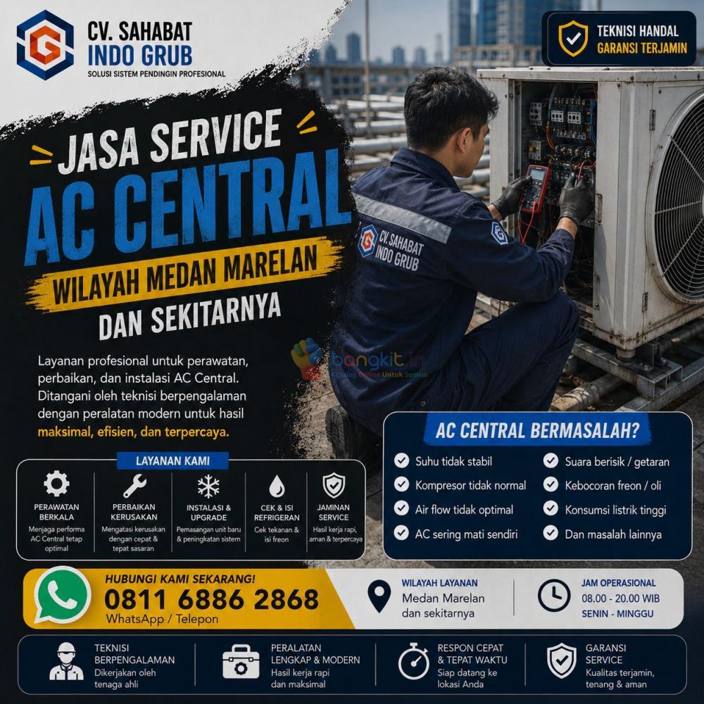 Jasa Maintenance AC Central Medan Marelan Terpercaya | Layanan Cepat, Rapi & Profesional