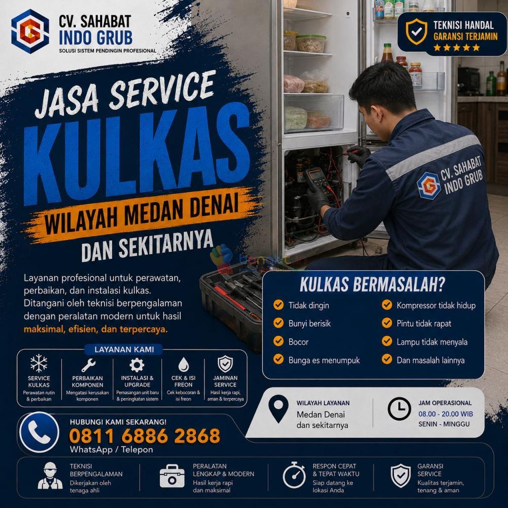 Service Kulkas Medan Denai Terbaik | Isi Freon, Perbaikan & Perawatan Kulkas Profesional