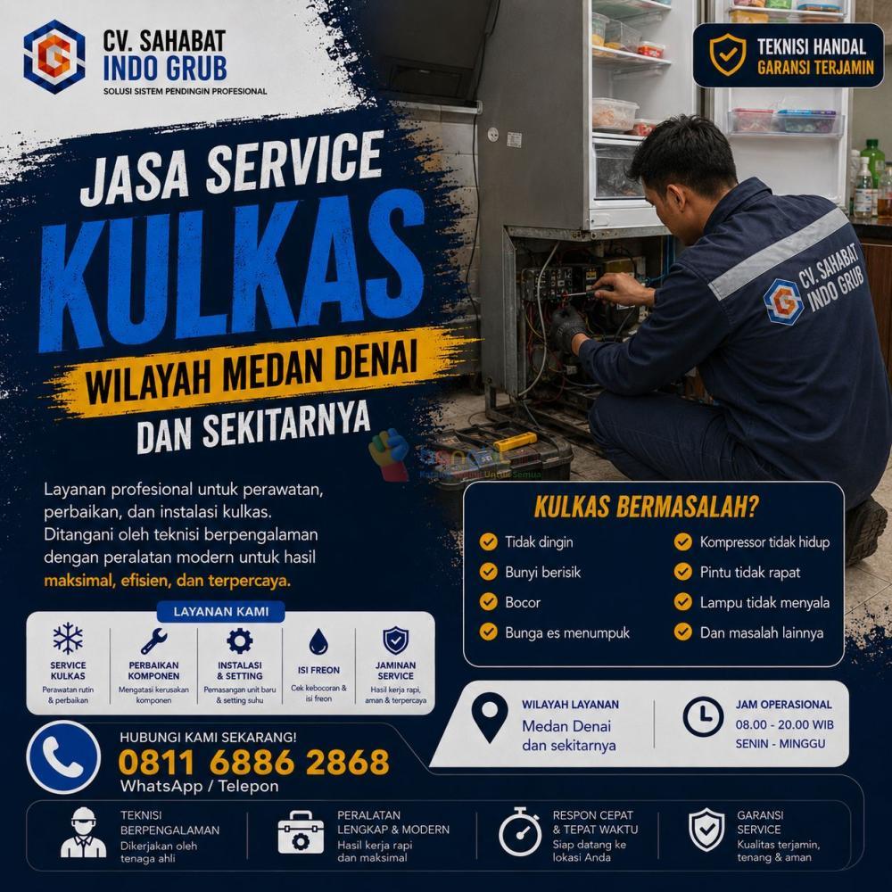 Jasa Service Kulkas Medan Denai Profesional | Teknisi Berpengalaman & Bergaransi