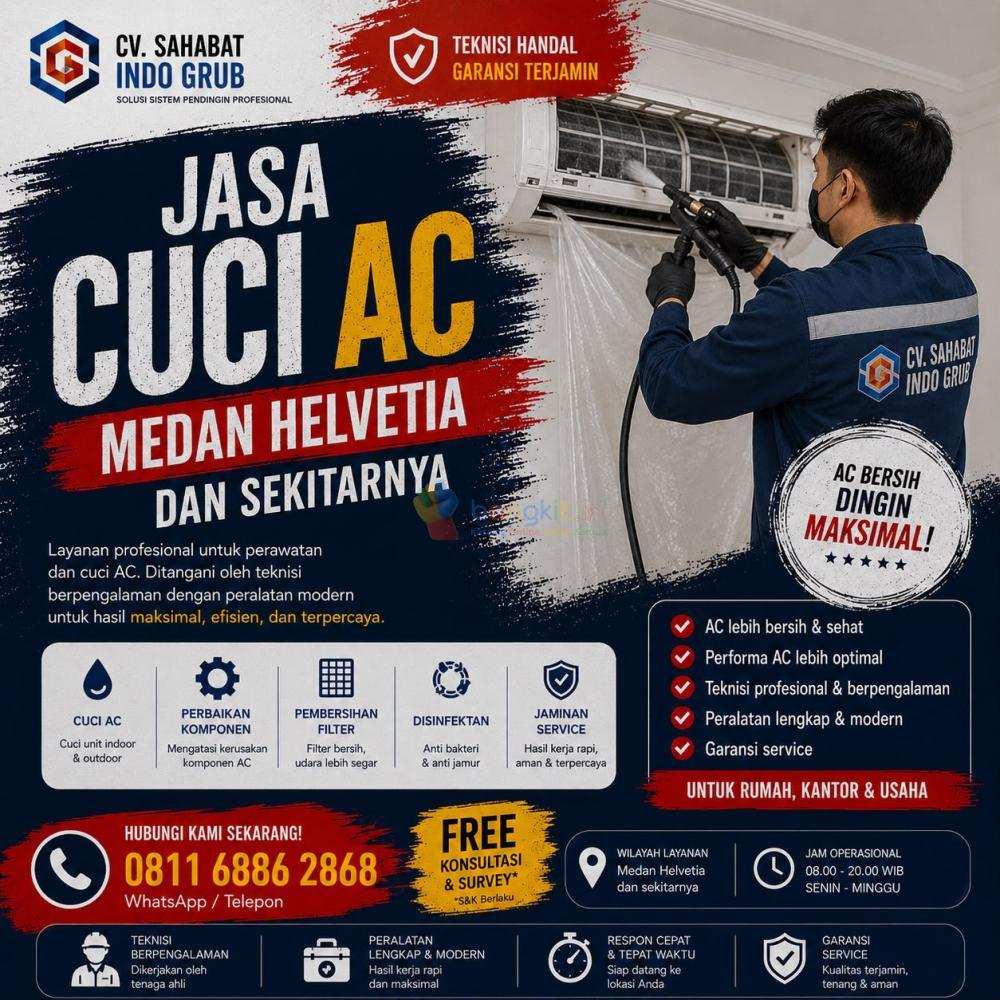 Jasa Cuci AC Medan Helvetia dan Sekitarnya | Bersih Maksimal & Harga Terjangkau