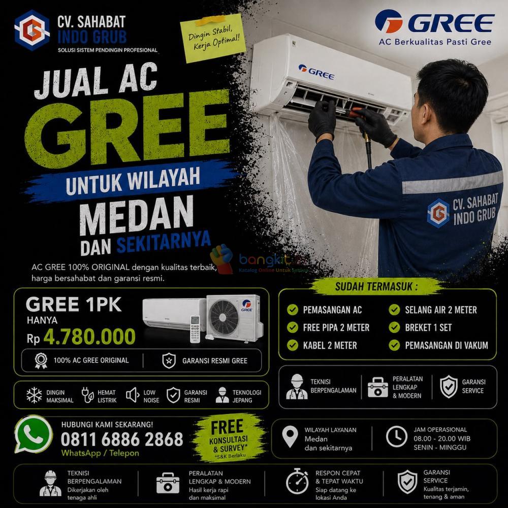 Jual AC Gree 1 PK di Medan | Hemat Listrik, Dingin Cepat & Awet