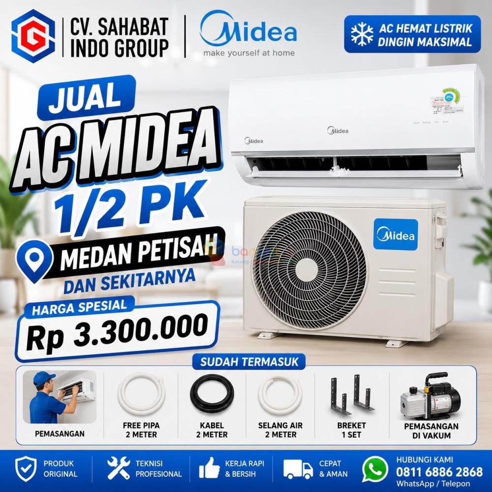 Jual AC Midea 1/2 PK Medan Petisah | Free Survei, Pemasangan Cepat & Rapi