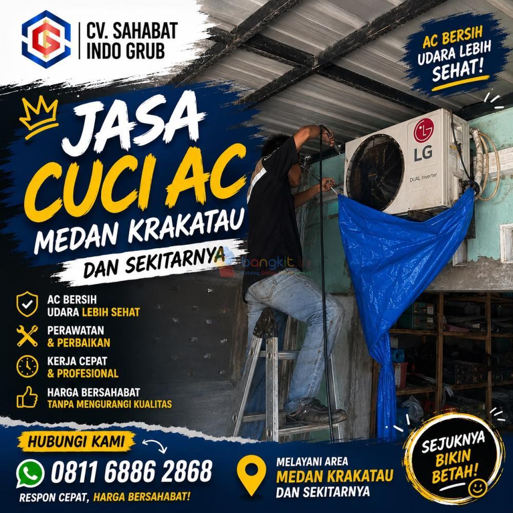 Cuci AC Medan Krakatau Terpercaya | AC Bersih, Dingin Maksimal & Hemat Listrik